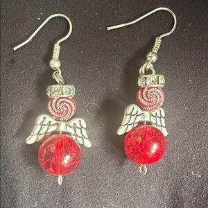 Red Angel Wing Earrings